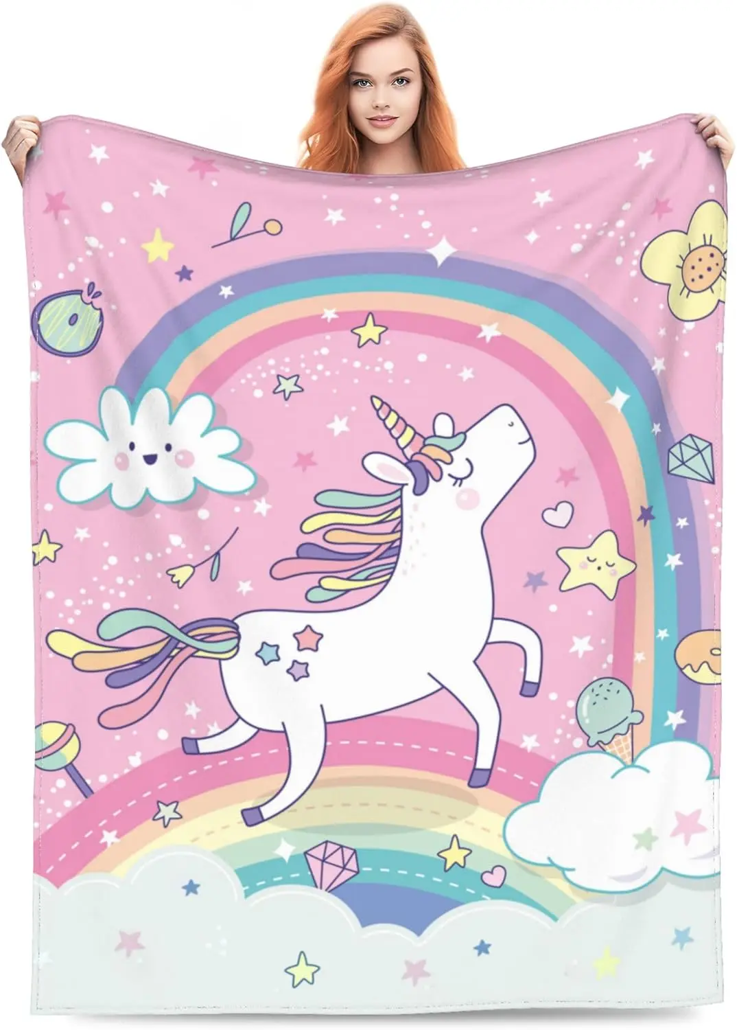 

Magical Unicorn Blanket Gifts for Girls Age Adult Toddler for Living Room Bedding Couch Soft Warm Lightweight Cozy Pink Cute