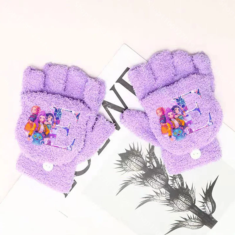 قفازات K Pop Demon Hunters للأطفال للأولاد والبنات للجنسين بحروف كرتونية نصف إصبع قفازات عصرية للشتاء وهدايا عيد الميلاد وأعياد الميلاد #6