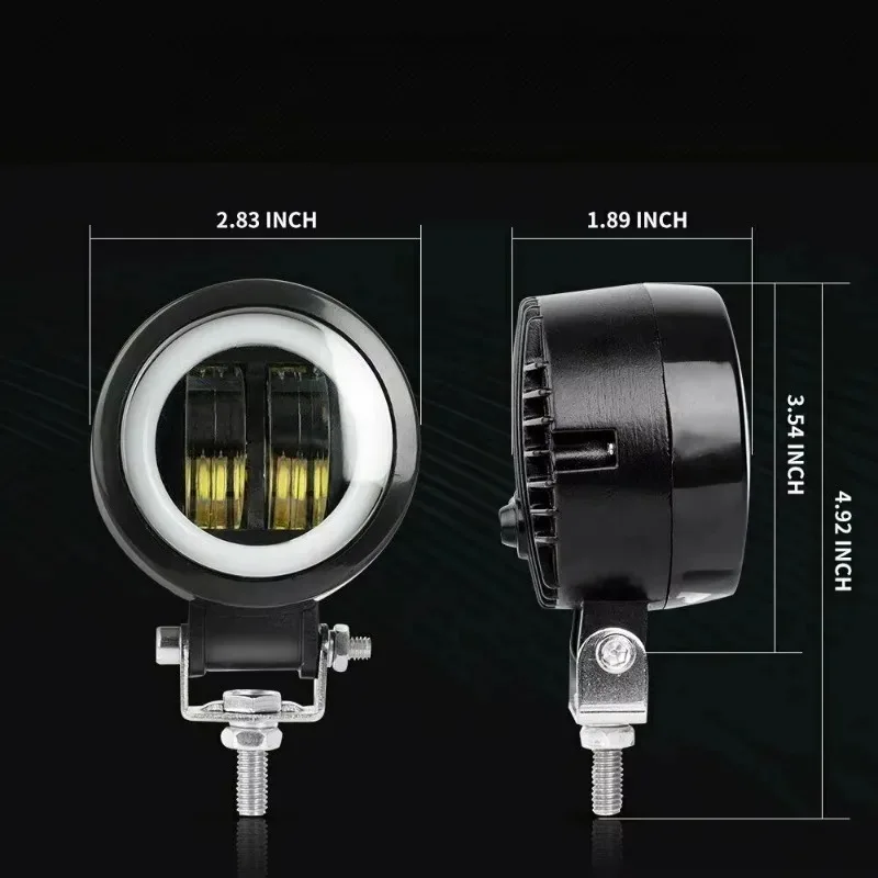 New for 1/2PCS Waterproof Round Angel Eyes LED Light Portable Spotlights Motorcycle Offroad Truck Driving Car Boat Work Light