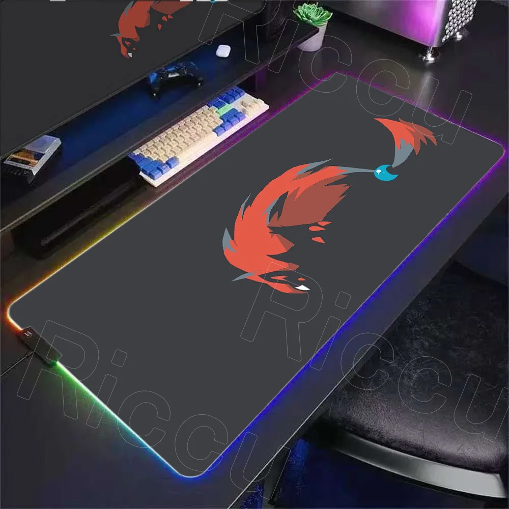 Cute RGB Glowing Mouse Pad Gamer XXL Mouse Mat P-pokemon Gengar Zoroark Desk Mats Table of Office Carpet Natural Rubber Mousepad