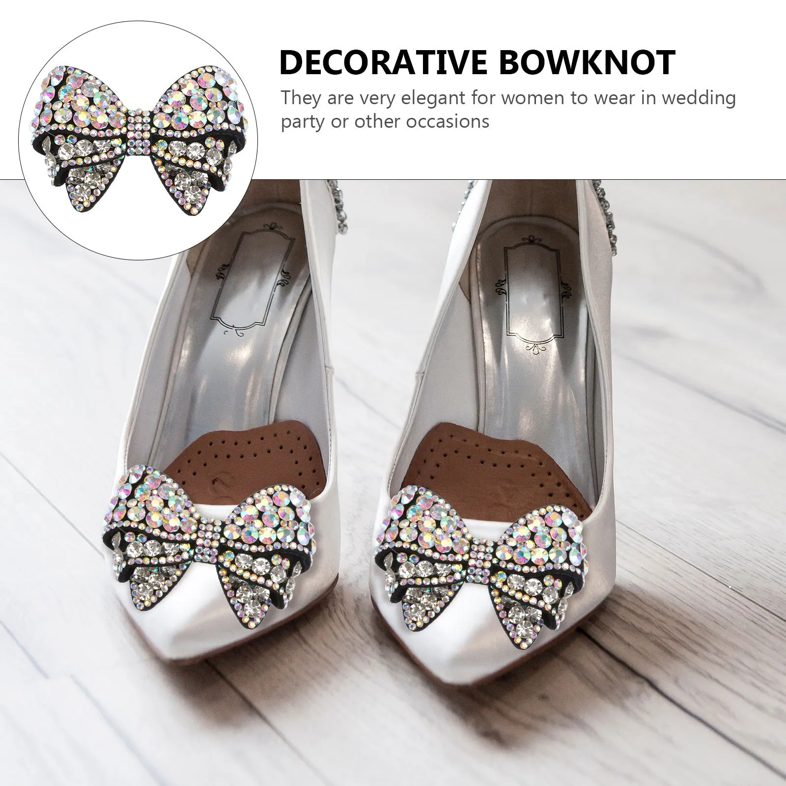

1Pair Bowknot Shoes Ornament Decorative Adornment Wedding Party Shoes Accessories Bag Pendant Stylish Rhinestone Headdress