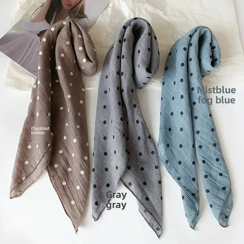 1 Pcs Artistic Polka Dot Scarf Cotton Square Scarf Paired with Decorative Temperament Scarf Soft and Breathable Scarf Scarf