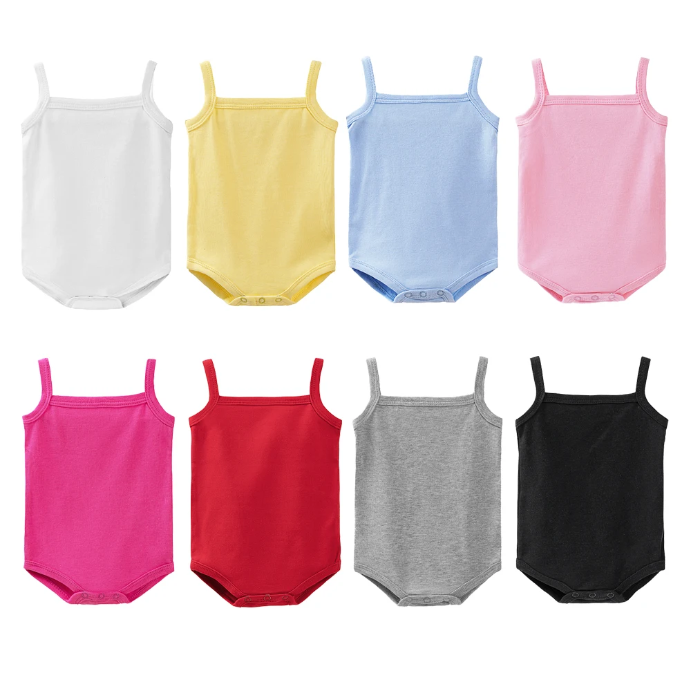 

Baby One-Pieces Bodysuits for Newborn Girl Kids Cotton Sleeveless Boys Rompers Toddler Summer Playsuits White Pink Black Clothes