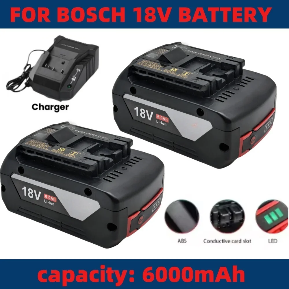 

For BOSCH 18V 6.0AH professional lithium battery Bosch BAT609 BAT609G BAT618 BAT618G electric tool battery rechargeable
