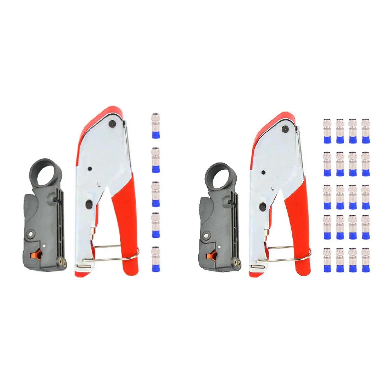 Coax Cable Crimper Tool Cable Stripping Tool Premium Coaxial Cable Compression Fitting Tool Kit for Work Cable TV Video Audio