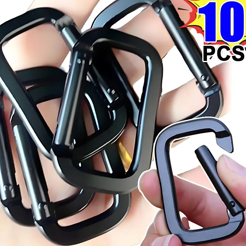 5/10pcs Square-Ring Carabiner Buckles Spring Carabiner Snap Hooks Clip Keychain Square Backpack Pendant Mini Buckle Outdoor Tool