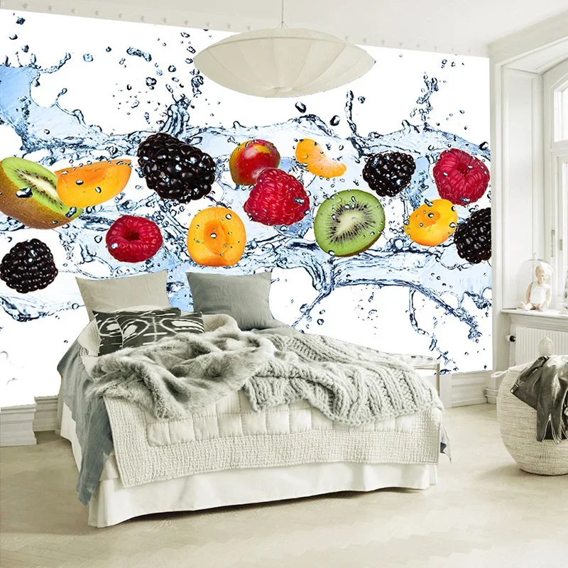 Modern Fresh Fruit Custom Mural Wallpaper Restaurant Cafe Simple 3D Stereo Wall Covering Kitchen Eco-Friendly Papel De Parede
