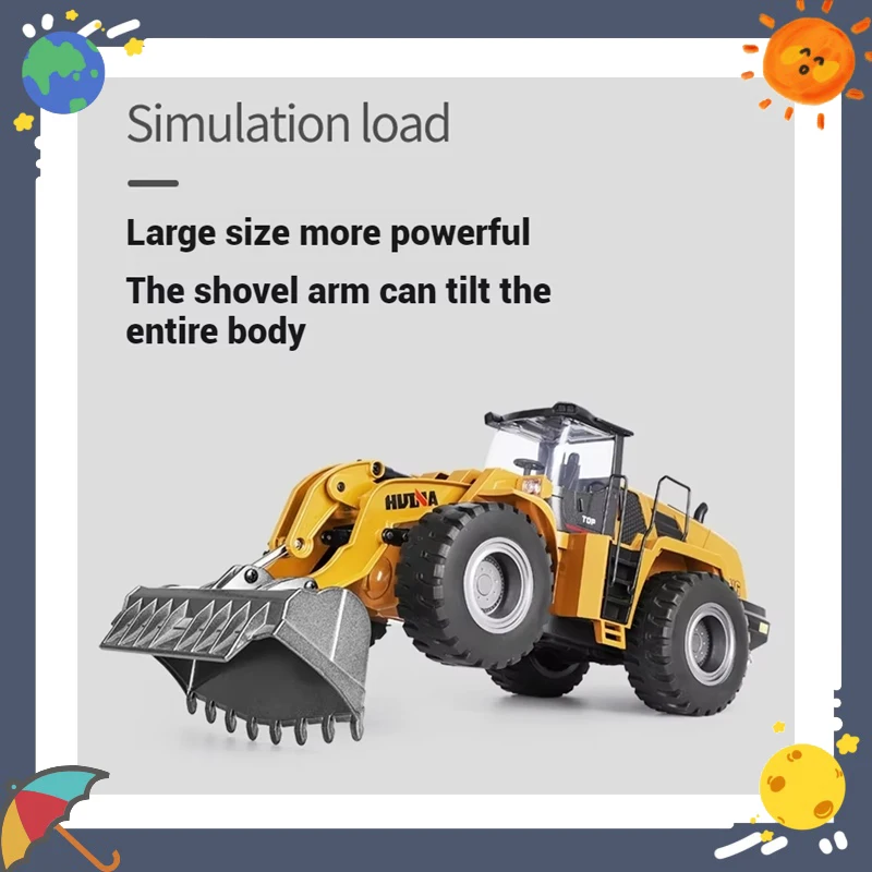 

Huina 583 Remote Control Excavator 22 Channel All Alloy Engineering Shovel Toy Model for Children RC Bulldozer Loader Gift