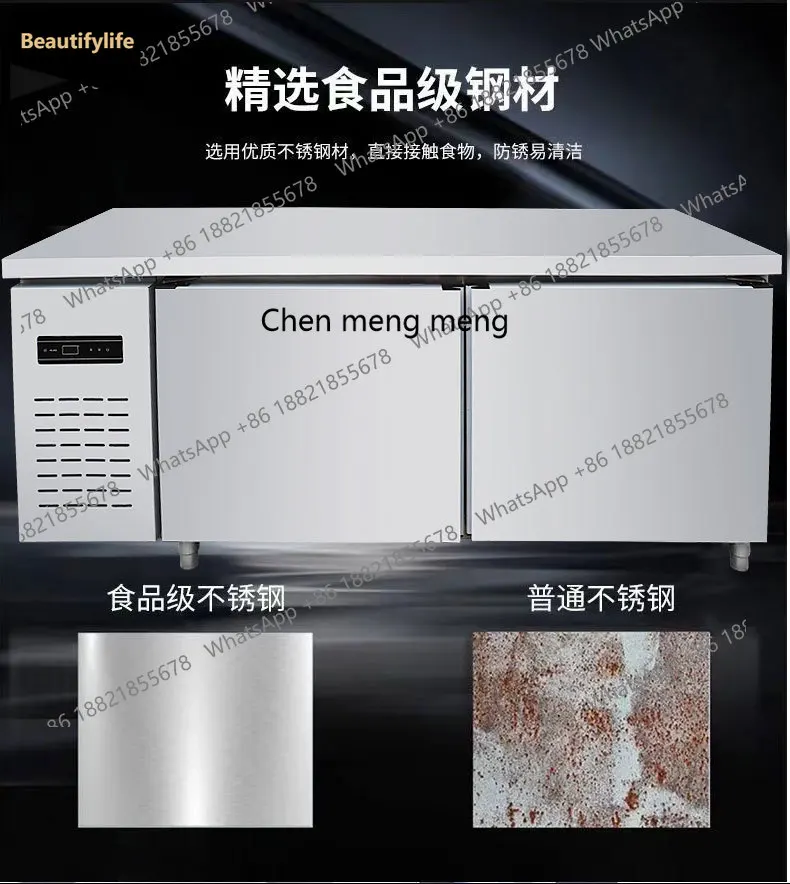 

A601 Refrigerated and frozen -18 ℃ double temperature flat cooling console stainless steel horizontal fresh-keeping cabinet