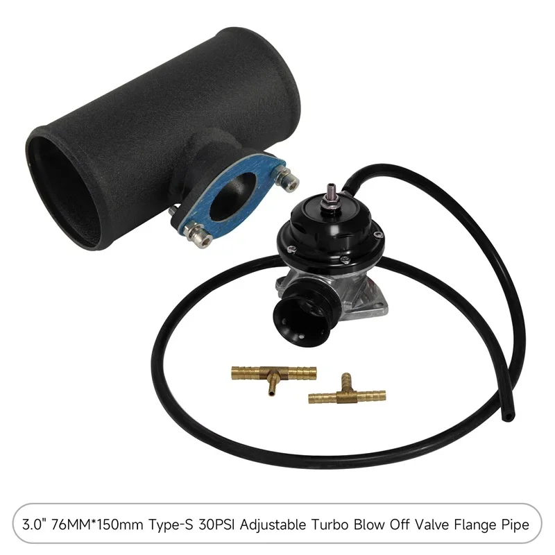 لشاحن توربو BOV صمام تفجير من النوع S/RS + 3 بوصة أنبوب محول شفة سبيكة أسود/أزرق #3