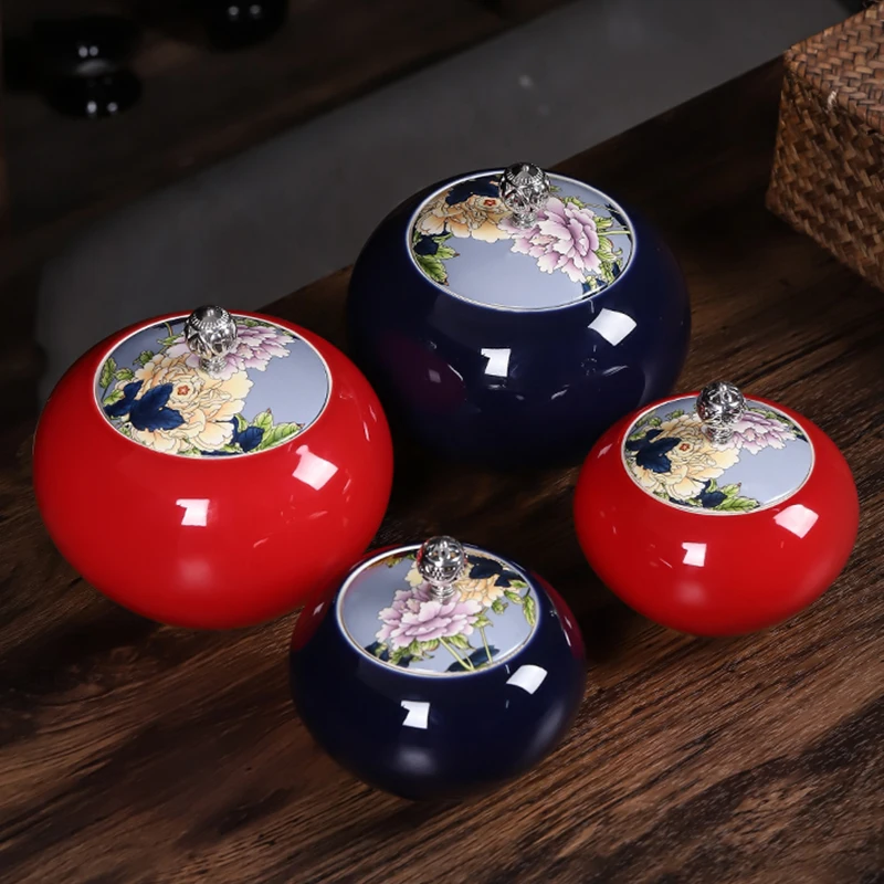 Ceramic Tea Cans High-end Food Containers Moisture-proof Household Large-capacity Coffee Bean Candy Storage Jars Home Decoration