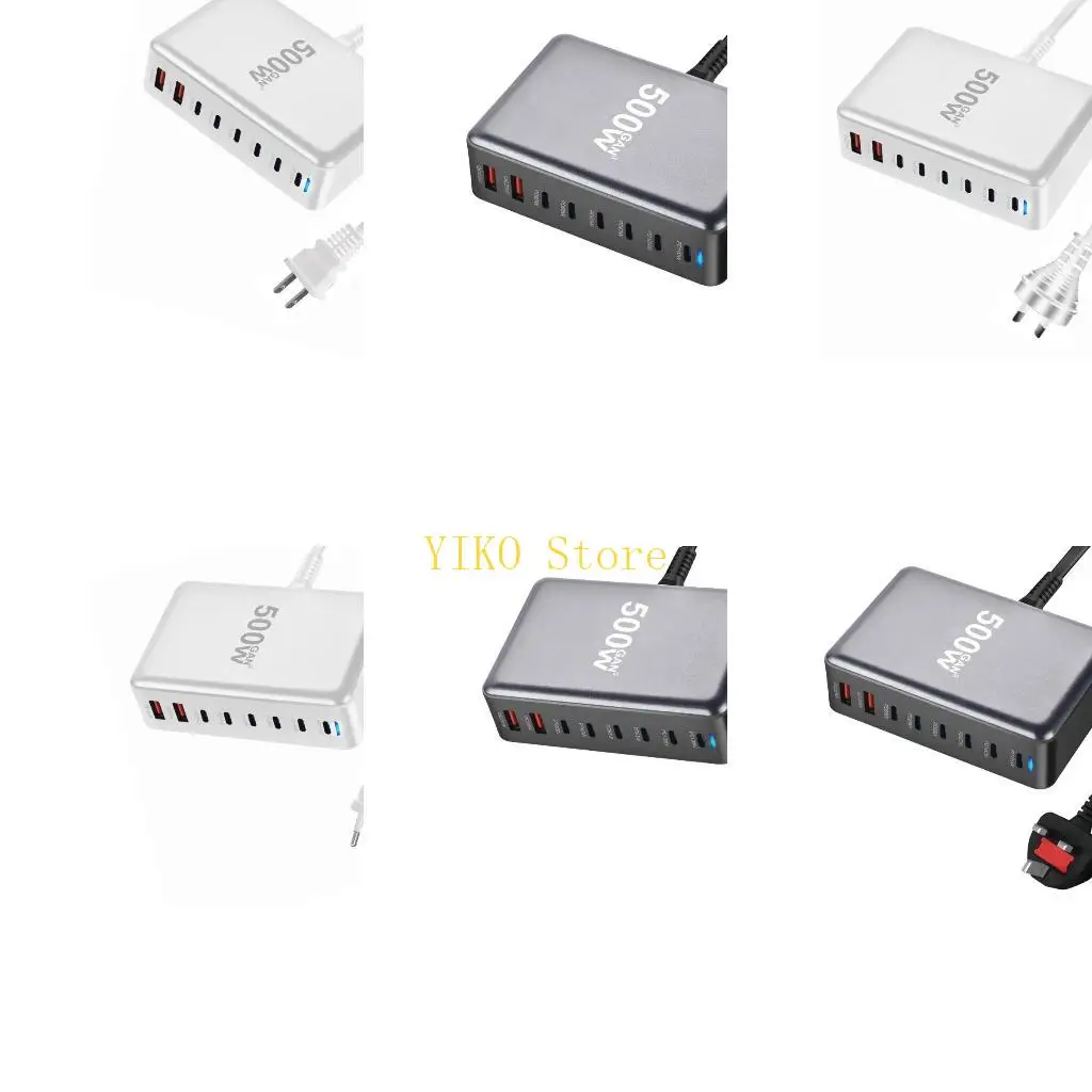 

K32C 8 портов 6 USB C 2 USB A 500 Вт настольные зарядные устройства GaNs PD зарядная станция для телефонов планшетов 8 портовые