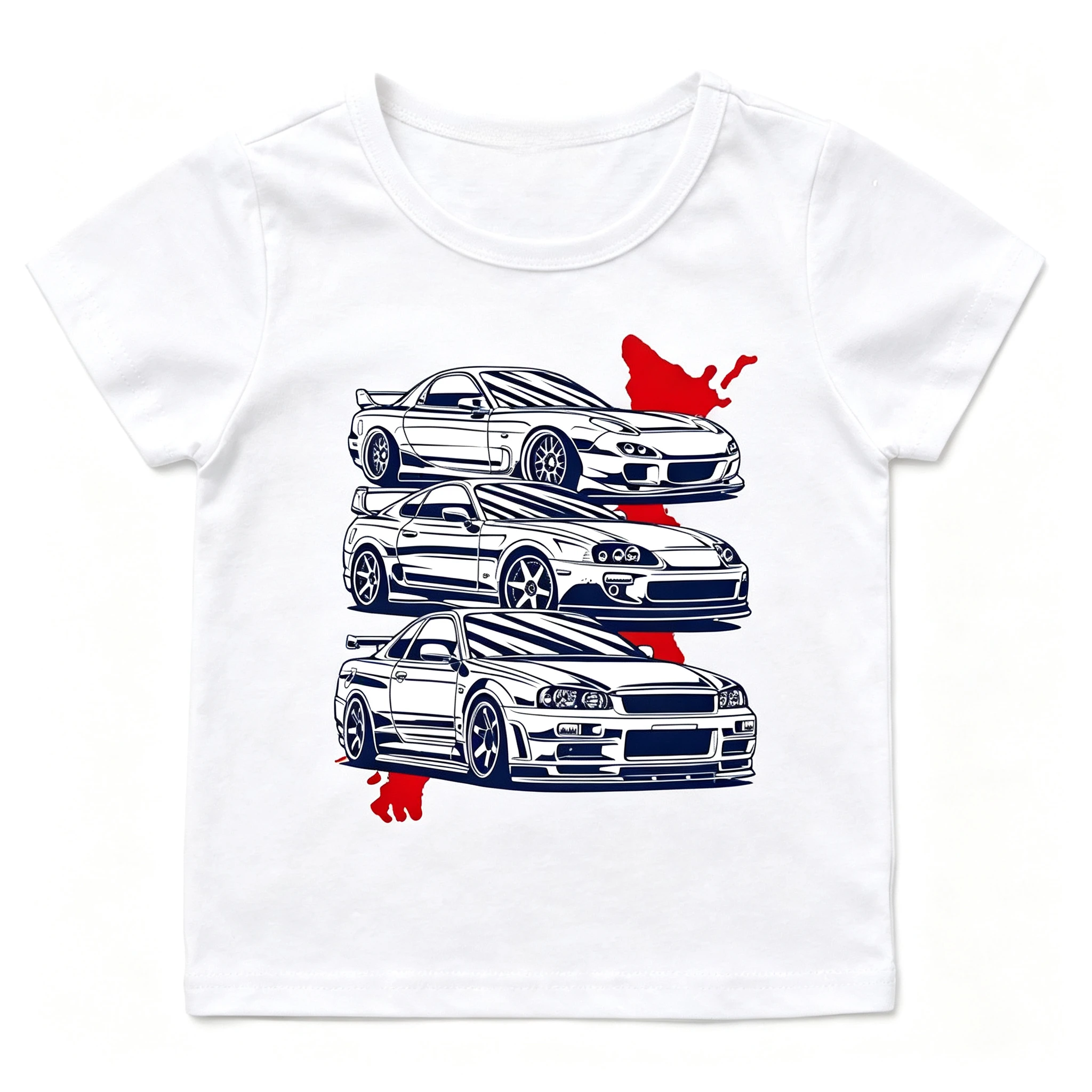 2026 New JDM Family Matching Unisex Oversized Kids T Shirt JDM Racing Car Stack Graphic Print Streetwear Casual Tee