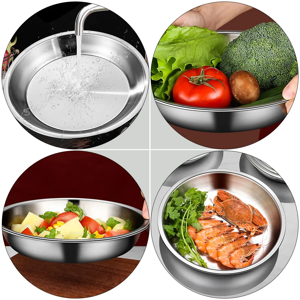

1pc 304 Stainless Steel Steaming Tray Bowl Soup Basin Reusable Kitchen Gadget Simple Design Ramen Serving Large Capacity
