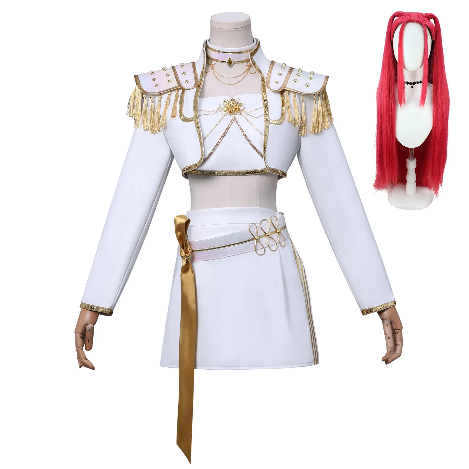 

Anime KPop Demon Hunter Outfit Cosplay Mira Costume White Leather Singing Suit for Halloween Party Women Costumes secondary yuan