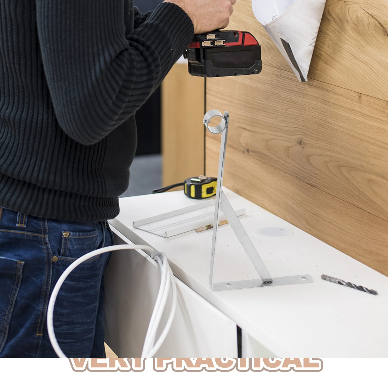 الفولاذ المقاوم للصدأ خزانة قضيب قوس الثقيلة الحائط شماعات الملابس دعم الثلاثي الرف السكك الحديدية للحمام