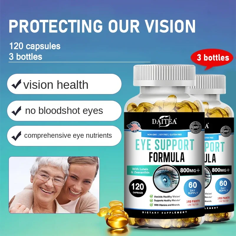 Eye Support Supplements - Vision, Myopia, Vitamins and Minerals for Eye Care, Improve Eye Edema, Relieve Fatigue, Healthy Macula