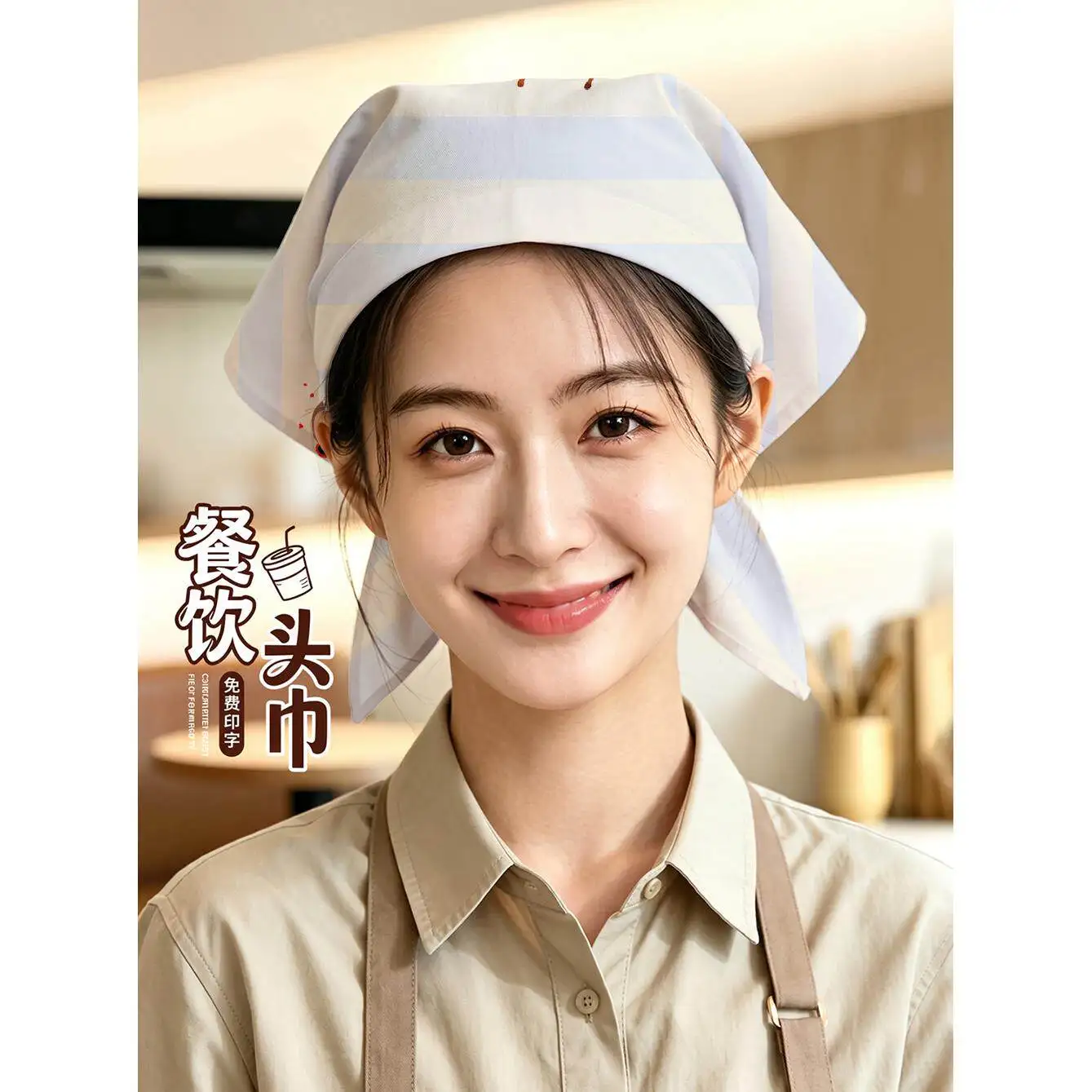 Women Kitchen Headband Dachshund Print Oil Smoke Resistant Restaurant Back Kitchen Work Hat Apron