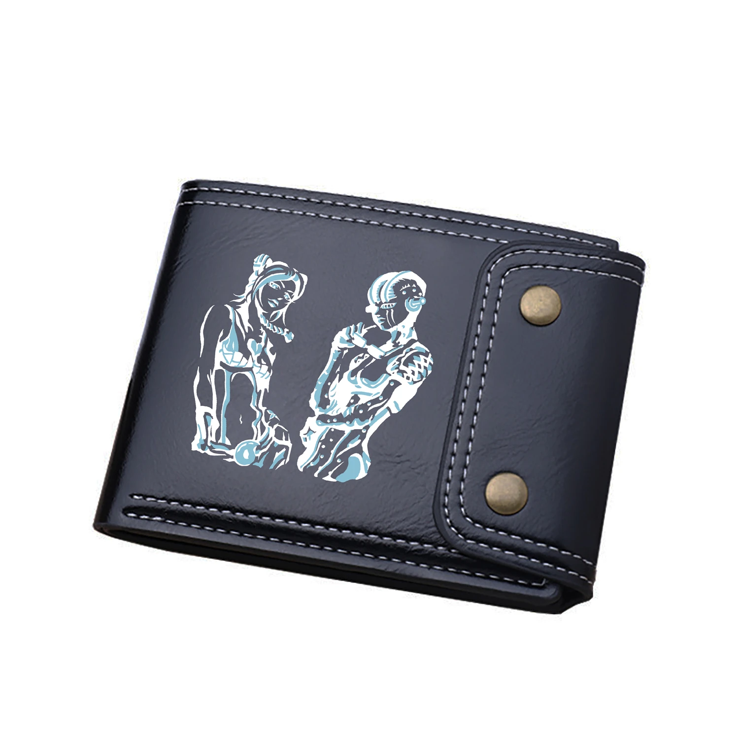 JoJo\'s Bizarre Adventure Anime Short Wallets Cartoon Kujō Jōtarō ID Card Holders Pu Leather Coins Purses Cartoon Money Bags