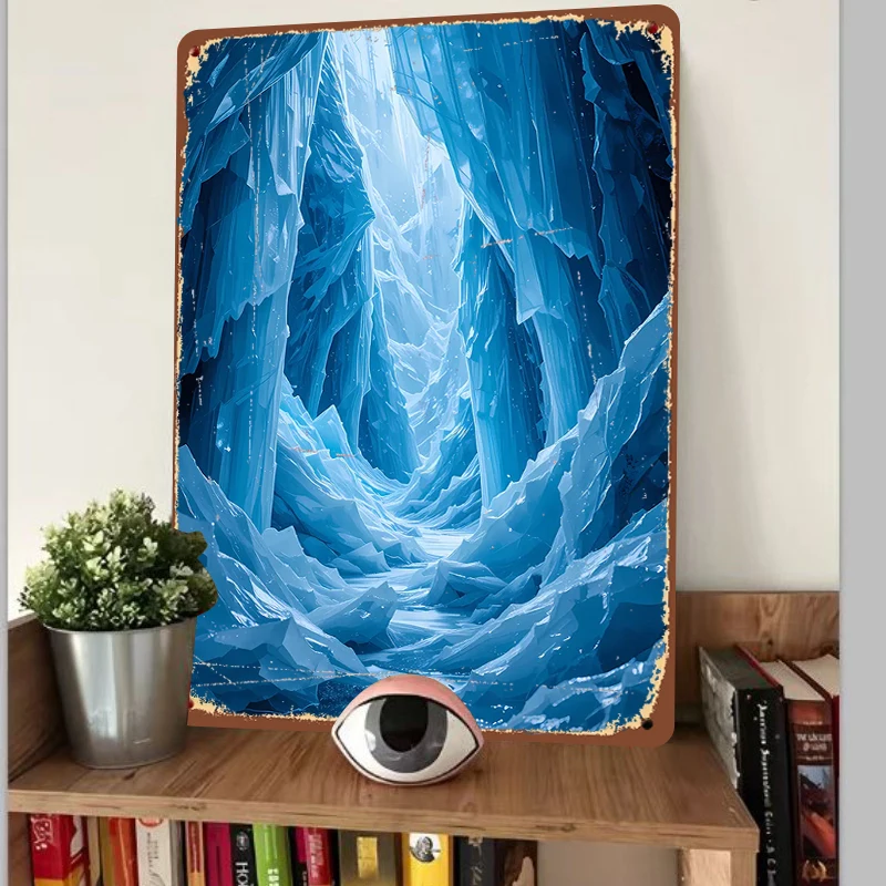 Dream Ice Cave Light Shadow Art Metal Wall Decor Modern Home Living RoomHanging Painting