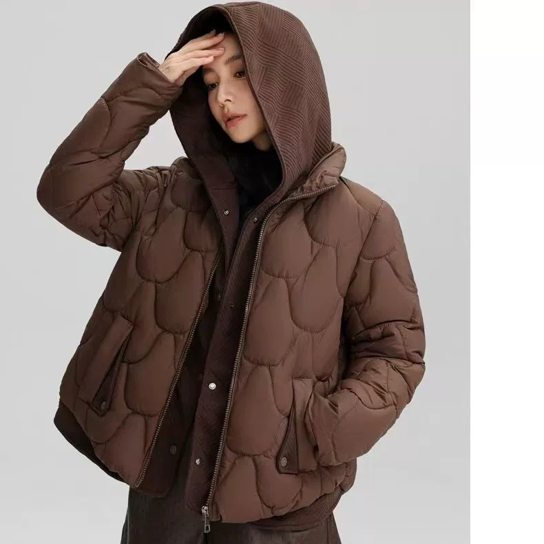 Inverno com capuz jaqueta de algodão feminino curto falso de duas peças para baixo jaqueta de algodão feminino solto engrossar casaco de algodão novas mulheres parkas
