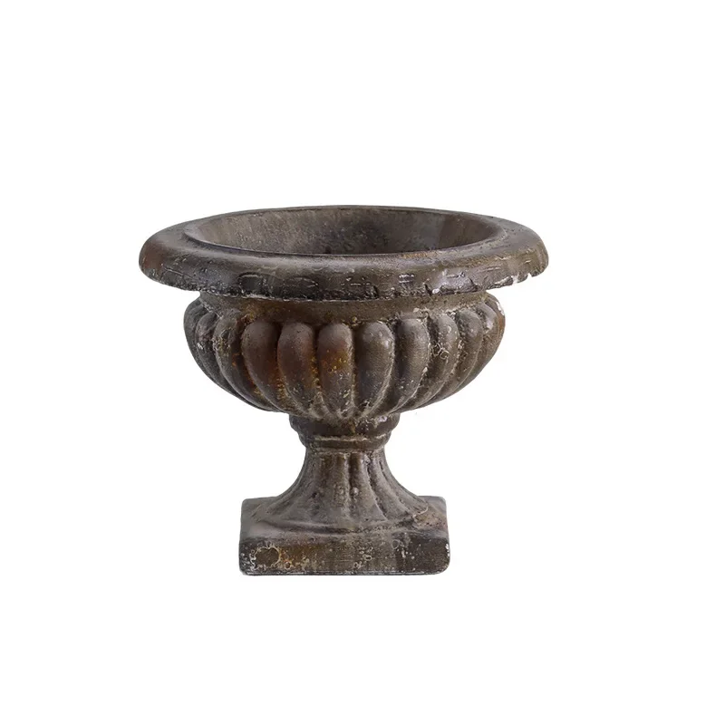 Wabi Stillwind retro flower pot ornament antique weathering sense of age desktop flower pot trophy modeling studio decoration