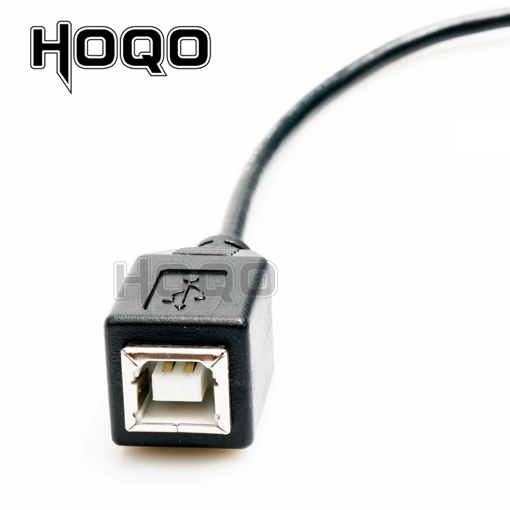 1ft Left/Right Bend USB 2.0 B Male to Female Adapter USB Type B Wire Socket Printer Panel Mount Extension Cable Lock Connector