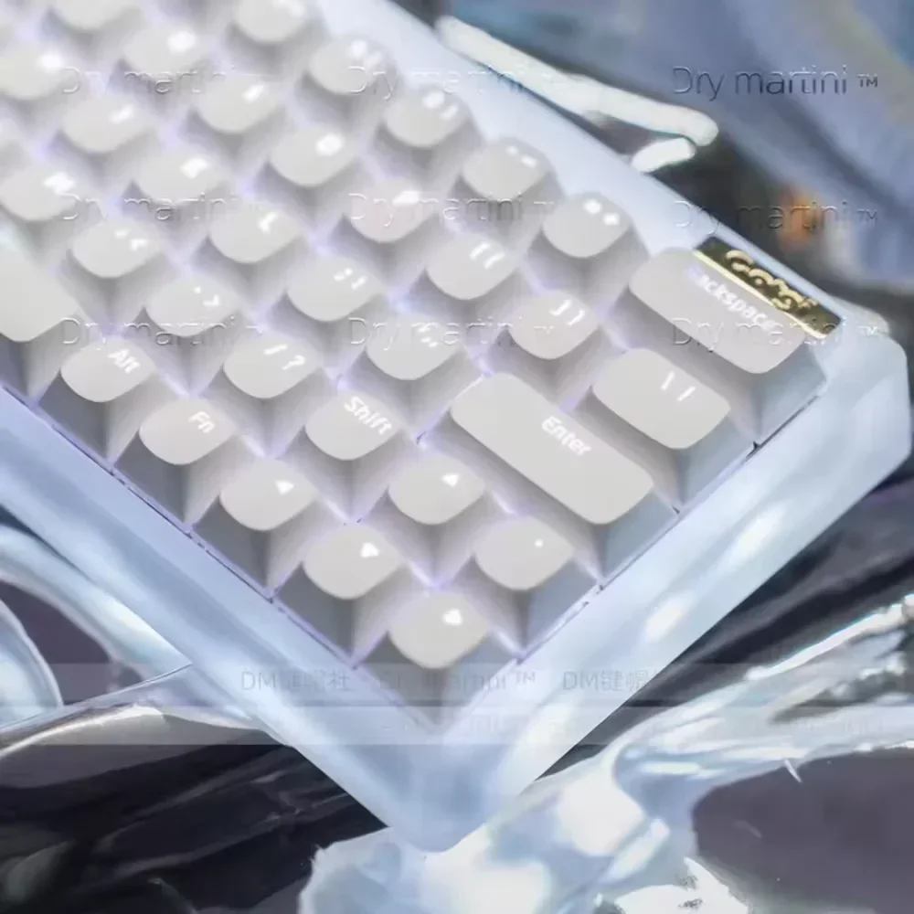 DM Small Pudding Character Translucent Keycaps PBT OEM Keycaps for GMK87 GMK81 GMK67 K617 M87 Mx Profile Mechanical Keyboard Kit