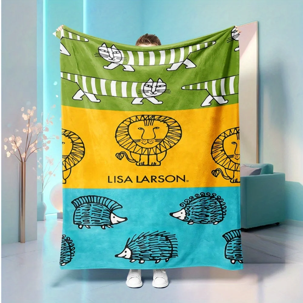 Personalized Hedgehog Blanket Name Lisa Larson Art Soft Fleece Throw Gift Home Decor Kids Theme