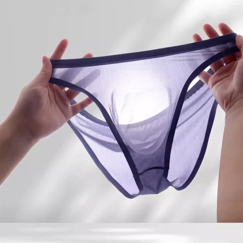 Eis Seide nahtlose ultra dünne Unterwäsche transparente sexy Slips Männer atmungsaktiv u Ausbuchtung Beutel Höschen Unterwäsche schnell trocknen