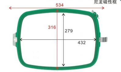 Pezzi di ricambio per macchine da ricamo piatte Tajima di buona qualità Cerchio con telaio rotondo magnetico Diametro 430x280 mm Verde