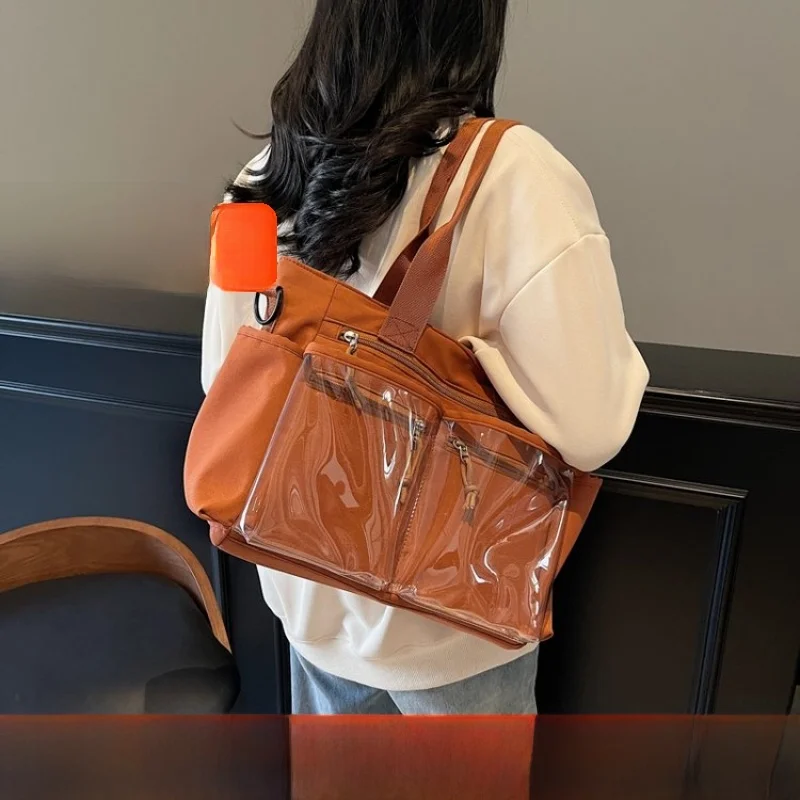 

2025 New Transparent Tote Bag Travel Casual oulder Handbag Women's Crossbody Bag Commuter Sle Detachable Strap Loable