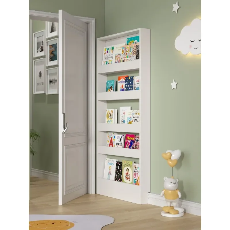 Simple children\'s bookcase ultra-thin shelf behind the door baby picture book rack home storage rack living room