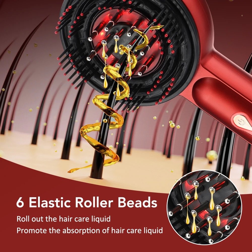 Electric Vibration Massage Comb Red Light Hair Follicle Comb Scalp Oil Liquid Applicator Head Massager Hair Growth Anti Loss