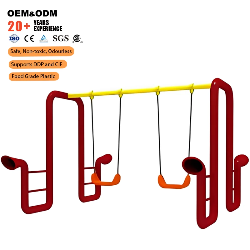 Kids Outdoor Metal Green Swing Set for School Use Three Seats Swing Outdoor Children's Play Swing Set Steel Garden Kids Parks
