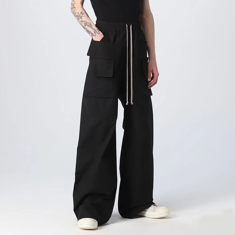 

Мужские свободные брюки с широкими штанинами, с узором K, с двойными кольцами, в уличном стиле, повседневные, хлопковые, прямые, длинные