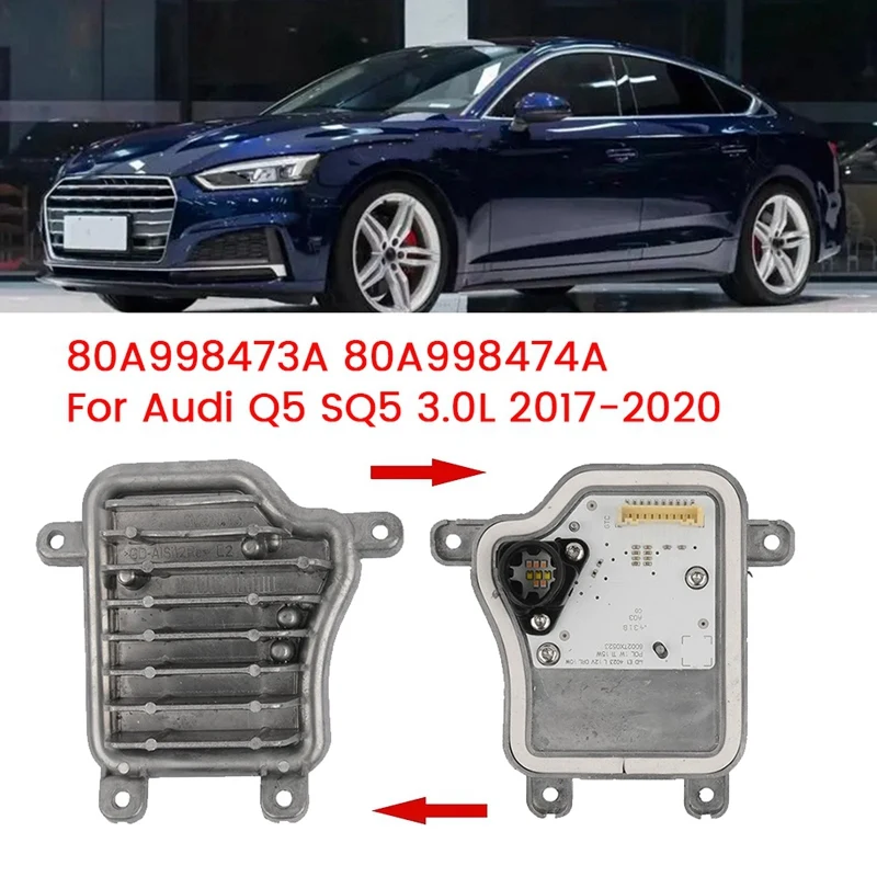 

1Pair Headlight LED Module With Heat Sinks Parts 80A998473A 80A998474A For Q5 SQ5 3.0L 2017-2020 DRL Running Light Source