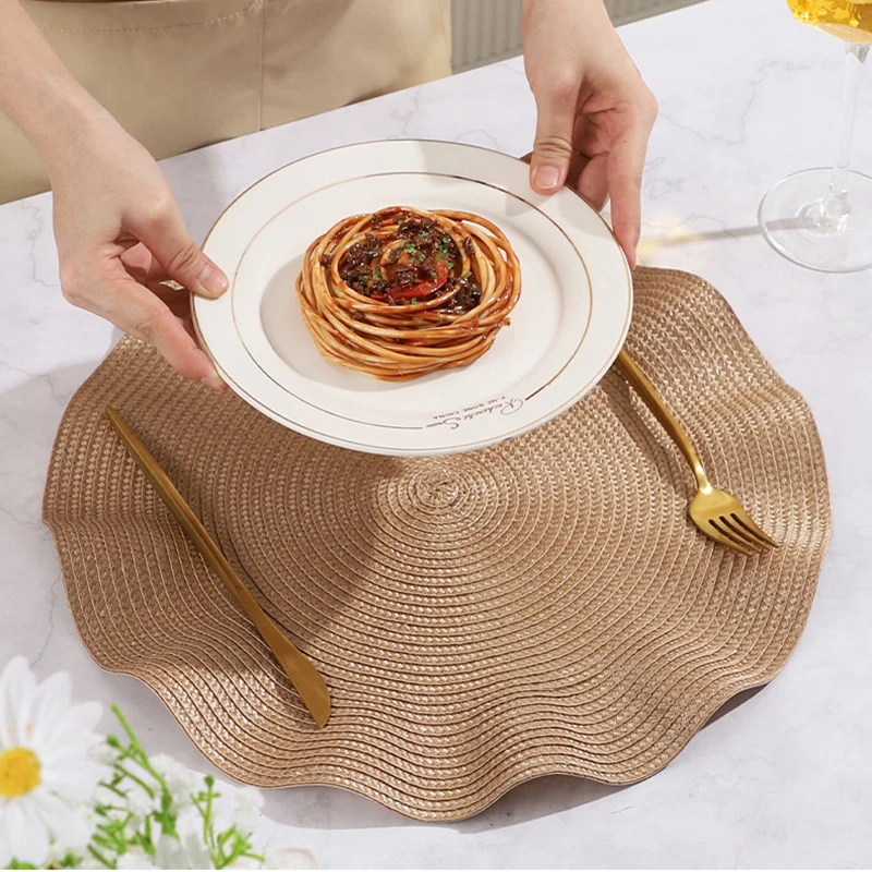 

Round Braided Placemats Set of 8 Round Table Mats for Dining Tables Natural Woven Heat Resistant Place mats 15 Inch