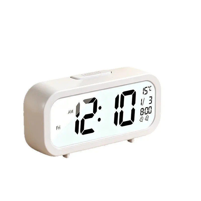 Smart LCD silent electronic clock for bedroom desktop with multi-function large digital clock face