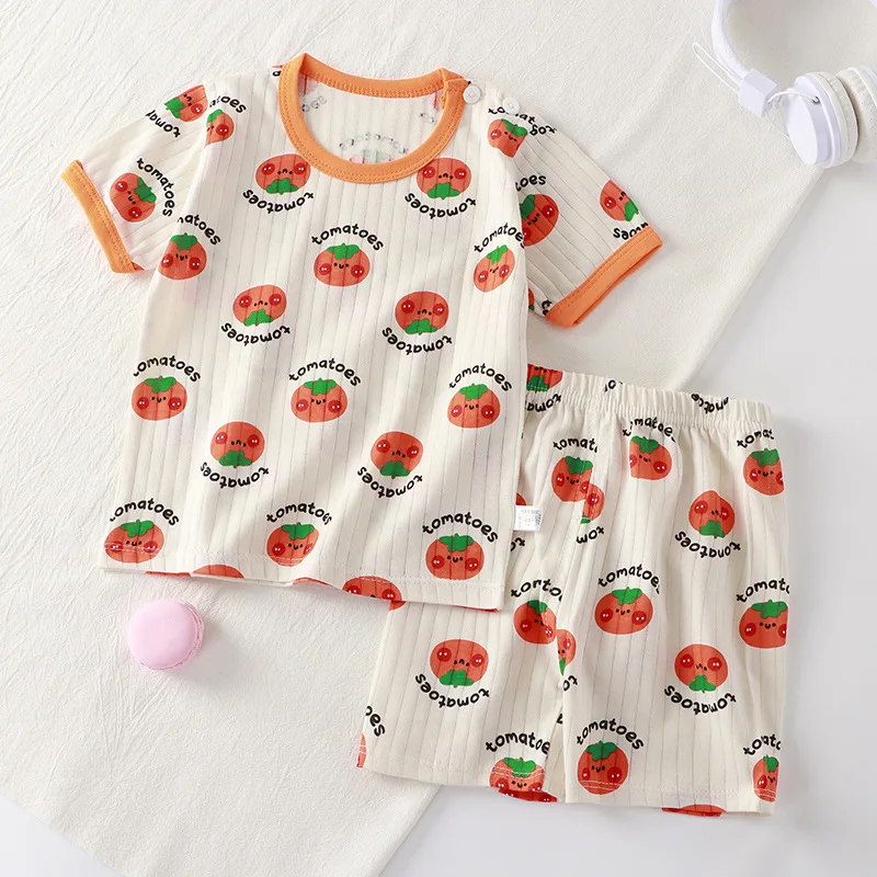 2PCS Fashion Children Short Sleeve Shorts Sets Summer Kids Clothes Boy Girl Baby Cotton Tee Pant Outfits Cartoon Tracksuits