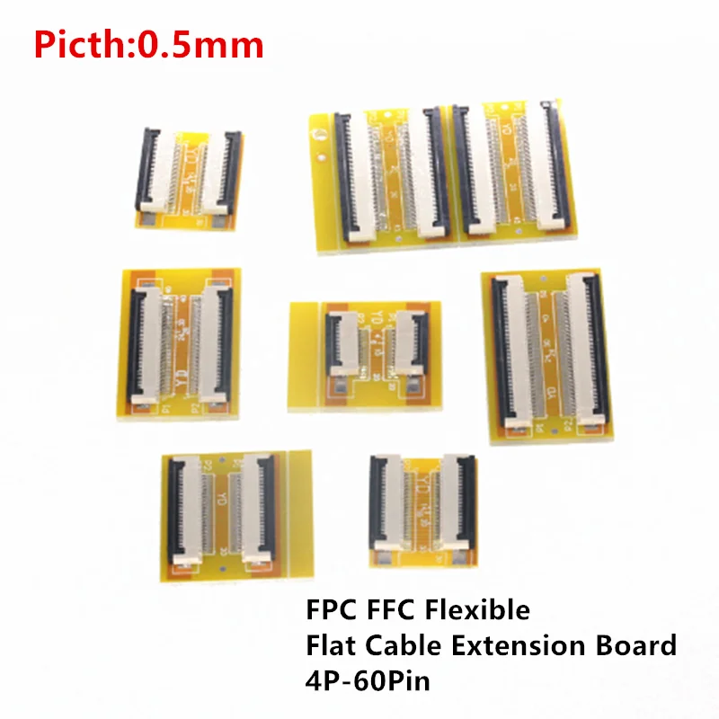2 Pcs FFC FPC Extension Board 0.5mm Pitch 6-60Pin To Pin Flexible Flat Cable for PCB Connection & Electronic Device