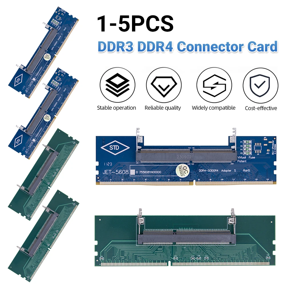 1-5PCS Laptop to Desktop Memory Adapter Card SO-DIMM To PC DIMM Card DDR3 DDR4 Memory RAM Connector Adapter Memory Stick