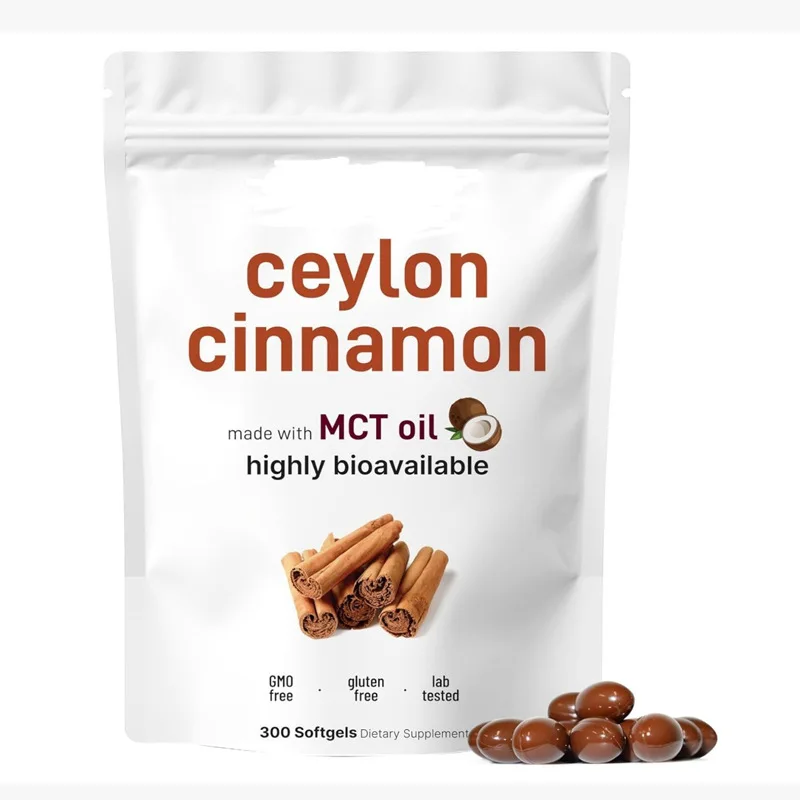 300 Softgels Ceylon Cinnamon Capsules with MCT Oil, Highly Bioavailable Herbal Extract Antioxidant & Sugar Monitor Support
