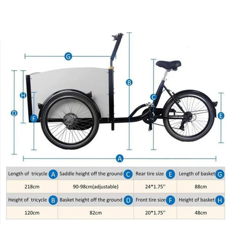 Pedal Electric Cargo Bike 3 Wheels Dutch Adult Tricycle Family Bicycle Street Kids Scooter for Sale