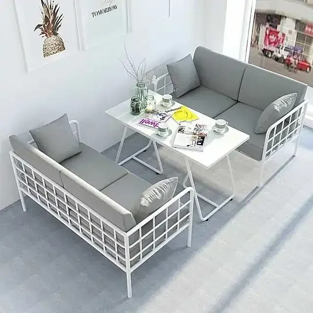 Nordic apartment, small sofa, white iron art, simple modern coffee shop, dining table and chair combination clothing store