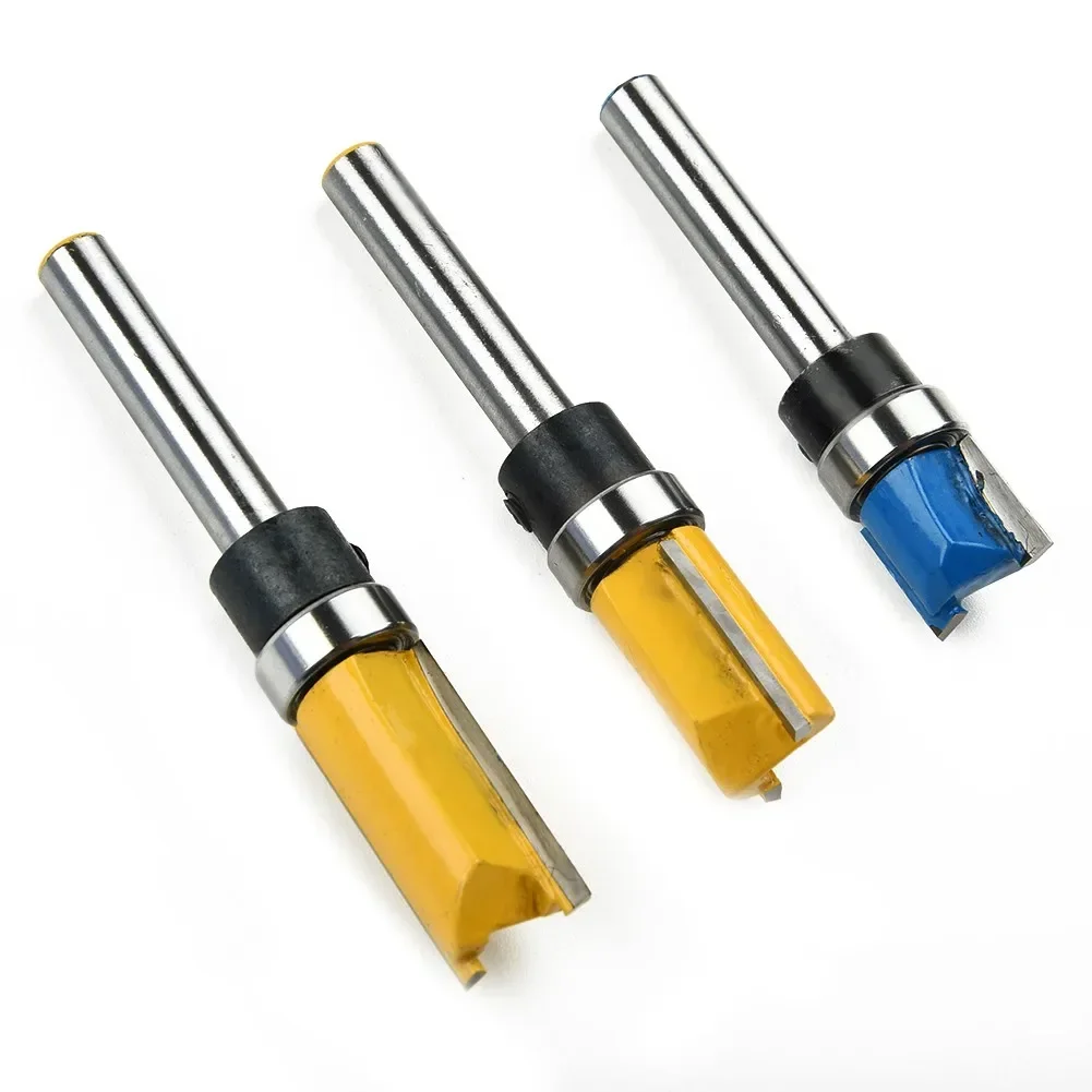 

High Quality Router Bit Useful Carbon Steel Handle Milling Cutter Pattern 1/4" Shank Top Bearing Trim 3pcs