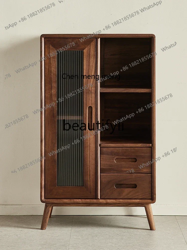 

M178 North American black walnut wine cabinet Nordic simple all-solid wood locker Living room side cabinet