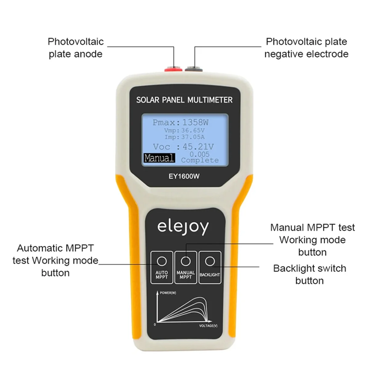 ELEJOY EY1600W Panel fotowoltaiczny multimetr Panel słoneczny MPPT Tester napięcie prądu miernik testowy zasilania wielometrowy