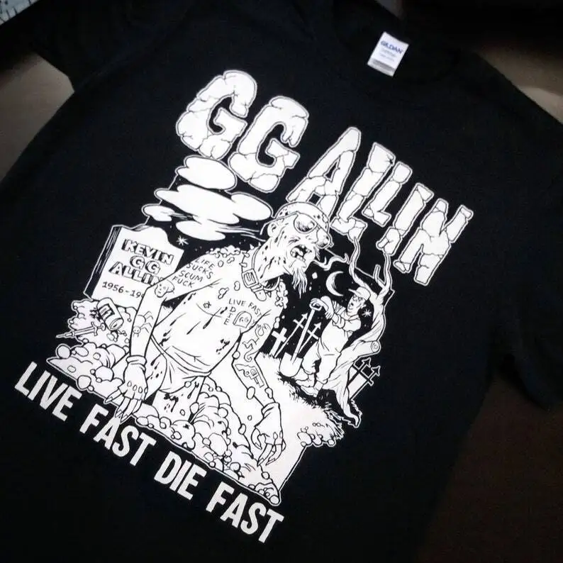 

GG ALLIN - Live Fast Die Fast vintage retro t-shirt, punk rock artist