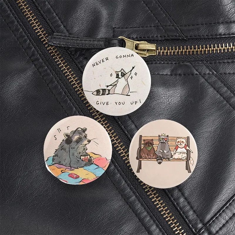 Raccoon With Headphones Listening To Music Pin, Chill Vibe Animal Brooch For Music Lovers And Casual Style